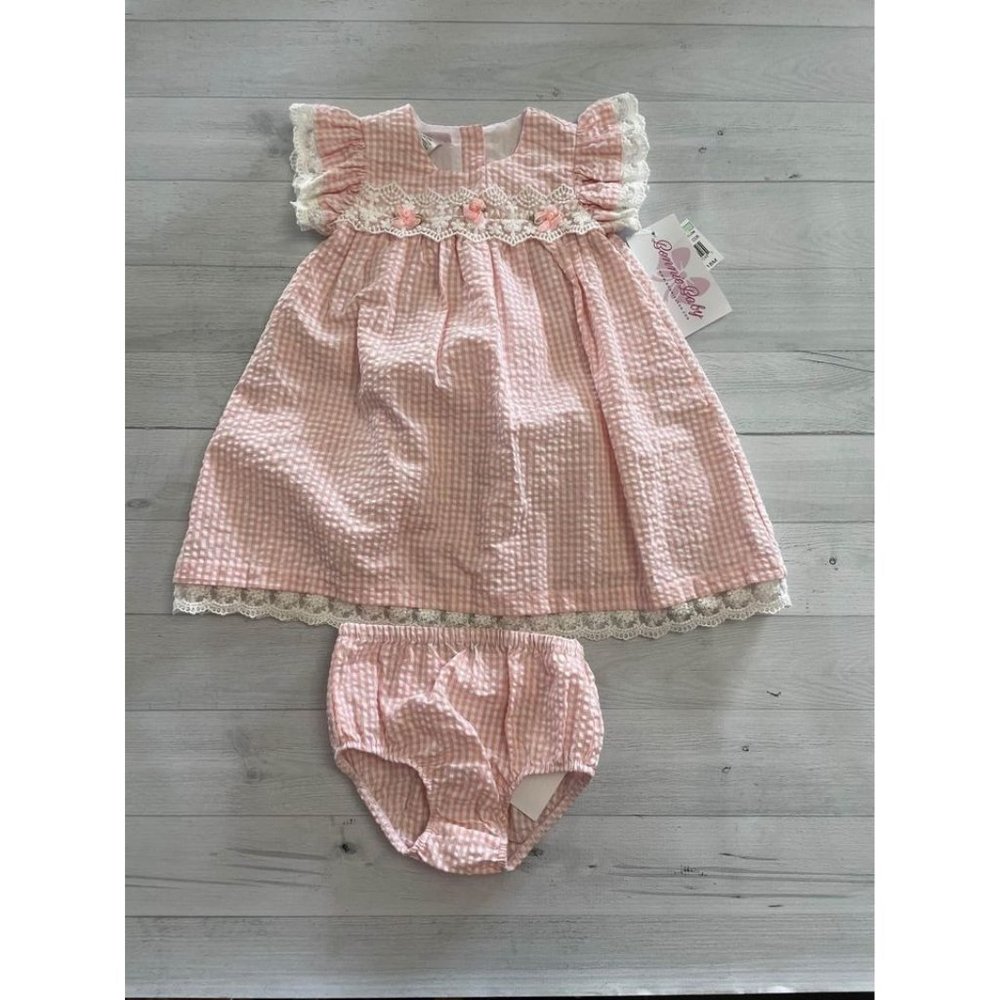 Bonnie Baby Pink Gigham Dress 18 Months NEW